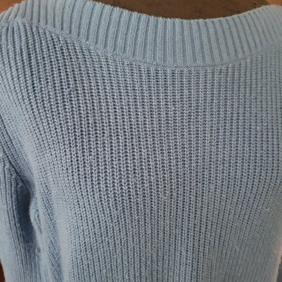 Talbots Blue Waffle Knit Sweater Womens M - Picture 2 of 5